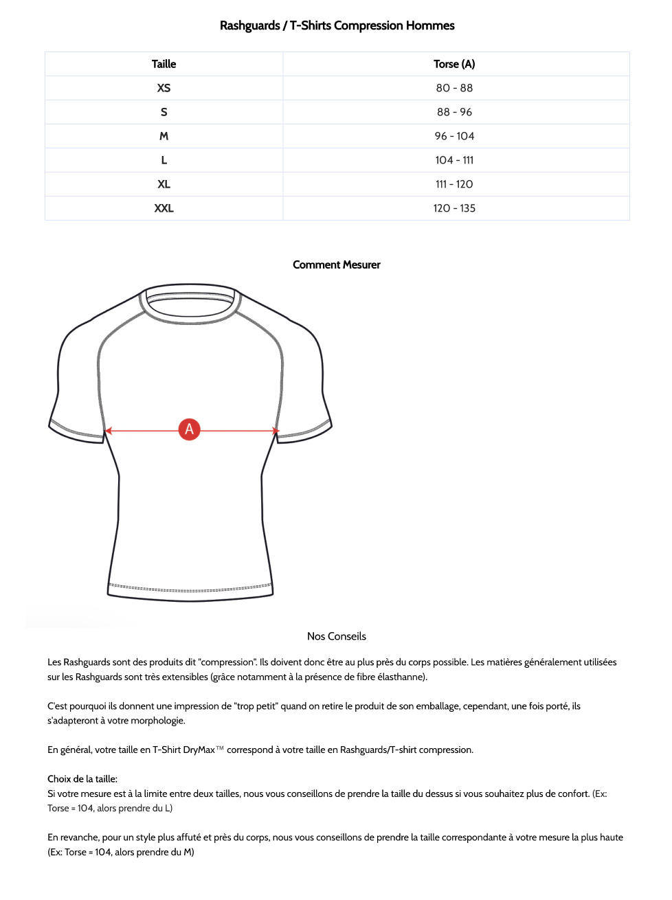 Guide de taille 1
